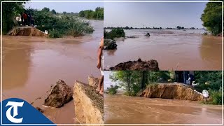 Ghaggar embankment breached in Mansa between Sardulgarh and Rodki village fields inundated [upl. by Dardani]