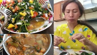 sinigang na hipon at insiladang talbos ng kamote mukbang with my kabayan [upl. by Erodoeht]