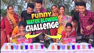 Funny Water Blowing Challenge with Family [upl. by Esorbma]