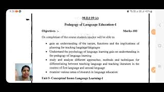 Pedagogy of Language education Syllabus of Med 3rd semester Paper 1  Master of Education 3rd sem [upl. by Aicul]