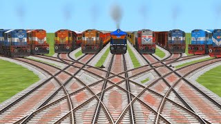 9 INDIAN RAILGADI CROSSING ON BUMPY FORKED BRANCHED RAILROAD TRACK Train Simulator Classic Game [upl. by Ris881]