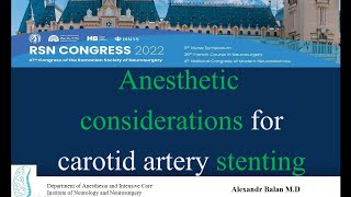 Anesthetic considerations for carotid artery stenting [upl. by Aiyt]