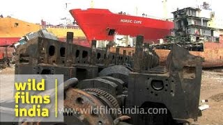 Large ships are cut into scraps here at Alang [upl. by Aicert869]