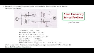 The one line diagram of the power System is shown in fig the three phase power lineline Ratings [upl. by Fifi519]