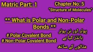 what is polar and non polar bonds  polar covalent bond and non polar covalent bond  matric part 1 [upl. by Mercie]