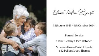 Elaine Thelma Bycroft  Funeral Service [upl. by Sinnel679]