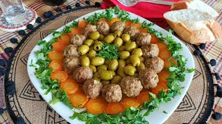 طاجين الزيتون بكرات اللحم المفروم و الجزر بنين يهبل tajine zitoune [upl. by Hahsia130]