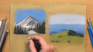 How to Draw Mountains  Landscape in Colored Pencil [upl. by Euhc]