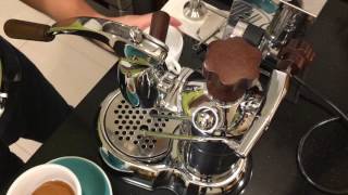 La Pavoni lever machine milk foaming demonstration [upl. by Mika]