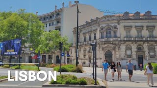 Sunny Summer Day in Lisbon PORTUGAL  Saldanha [upl. by Nilyram814]