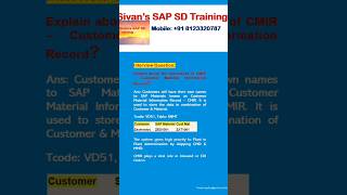 Importance of CMIR  Interview Questions  Sivans SAP SD Training [upl. by Hadria]