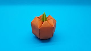 Halloween Pumpkin Origami  How to make a paper Pumpkin for Halloween Idea for Halloween [upl. by Courcy682]