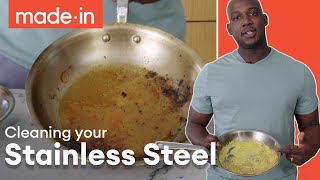 How To Properly Clean Stainless Steel Pans  Made In Cookware [upl. by Lamiv]