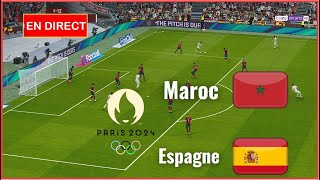 Maroc vs Espagne en direct demi finale JO de Paris 2024 complet Simulation football Gameplay PC [upl. by Nabi]