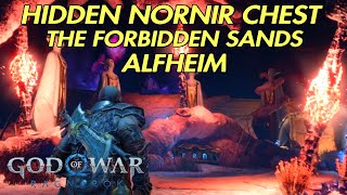 Hidden Nornir Chest Lost Odins Raven The Forbidden Sands 100 God of War Ragnarök ALFHEIM Realm [upl. by Lytsirk]