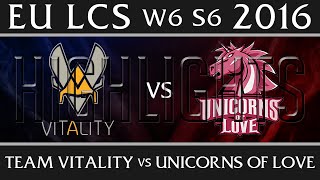 Vitality vs UOL  Highlights EU LCS W6D2 2016 Spring S6  VIT vs UOL Week 6 [upl. by Modie]