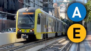 Los Angeles Metro Trains in Downtown A amp E Line Compilation [upl. by Gasser]