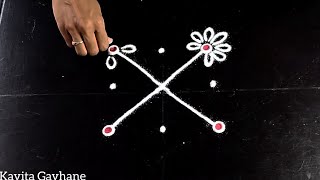 33 Dots Rangoli 🌷 Small Colourful Rangoli for Daily 🌷 Easy Rangoli Designs 🌷 Simple Kolam Rangoli [upl. by Harv410]