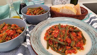 Judías verdes con tomate y jamón  RECETAS SALUDABLES [upl. by Anisor450]