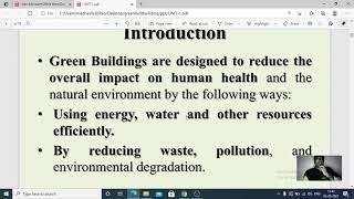 PRINCIPLES OF GREEN BUILDINGS UNIT 1PART 1 [upl. by Oneill]