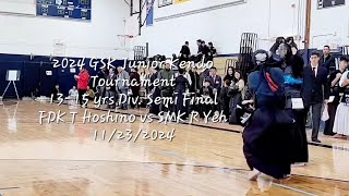 2924 GSK Junior Kendo Tournament  1315 yrs Div Semi Final FDK T Hoshino vs SMK R Yeh 11232024 [upl. by Marian]