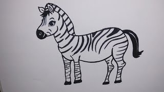 How to draw Zebra easy step by step  Zebra drawing simple and easy way  zebra zebradove art [upl. by Erminie]