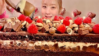 ASMR Tuxedo Cake🎂 Chocolate cake【Mukbang Eating Sounds】【English subtitles】 [upl. by Imena968]