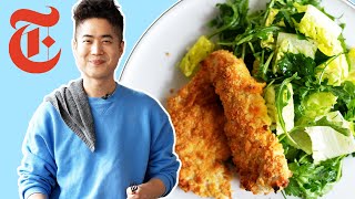 Crispy Ritz Cracker Chicken and Green Salad  Eric Kim  NYT Cooking [upl. by Yhtommit]