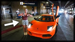 Picking up Little Sister from the Airport in my Lamborghini Surprise [upl. by Bobina]