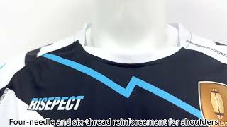 V Neck Rugby Jersey White And Black Lightning Shape Rise Produce [upl. by Combes]