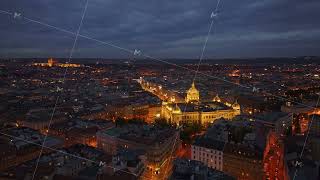 Twilight casts a magical glow over Prague as city lights twinkle on The National Museum on [upl. by Taddeo476]