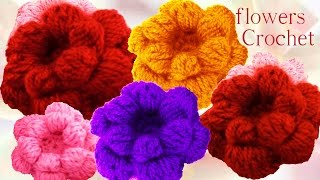 Como tejer flores esponjosas pom pom a Crochet o Ganchillo [upl. by Assenahs485]