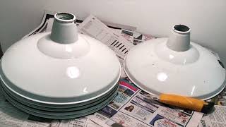 How To Clean Vintage Industrial Enamel Lighting Fixture Shades [upl. by Ailey808]