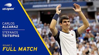 Carlos Alcaraz vs Stefanos Tsitsipas Full Match  2021 US Open Round 3 [upl. by Art983]