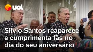 Silvio Santos faz 93 anos e cumprimenta fãs que fizeram surpresa em frente à sua casa veja o vídeo [upl. by Boeke44]