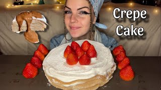 CREPE CAKE MUKBANG Vegan No Talking [upl. by Hernando]