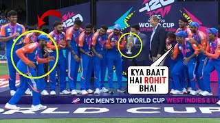 Rohit Sharma dancing like a 9 year old boy while coming to pick up the T20 World Cup winning trophy [upl. by Cleres]