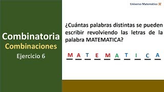 Combinatoria Combinaciones  Ejercicio 6 [upl. by O'Mahony]