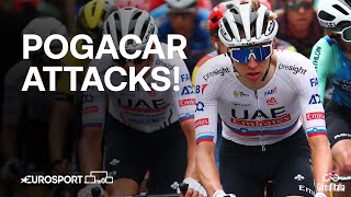 Watch the moment Tadej Pogačar attacks during Stage 2 of Giro DItalia 💨  Eurosport Cycling [upl. by Esinyl]