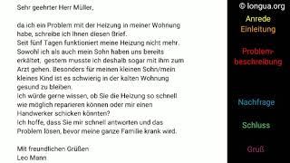 B1 schriftlicher Ausdruck Prüfung Wohnung Reparatur kaputt Heizung Einleitung Schluss Anrede [upl. by Nashner]