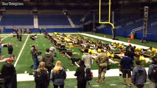 Football stars struggle at Army pushups [upl. by Blaise]