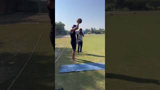 💥🔥Explosive exercise for fast bowlers fastbowlingdrills imck17 cricket medicineball [upl. by Lalita42]