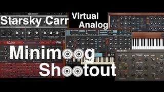 Minimoog Softsynth Shootout Diva MiniV3 Monark Legend Minimonsta vs Model D [upl. by Nnylirret616]