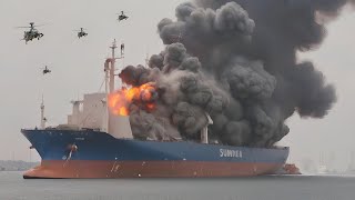 Today Upon Arrival in the Red Sea 2 US cargo ships carrying explosives were destroyed by Iranian K [upl. by Caton]