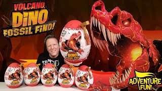 4 Robo Alive Volcano Dino Fossil Find Light Up Roar Dinosaurs With TRex Toy Review AdventureFun [upl. by Adnamra]