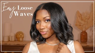 Easy Loose Curls with Flatiron on Relaxed Hair  Beginner Friendly Hair  Niara Alexis [upl. by Neetsirk537]