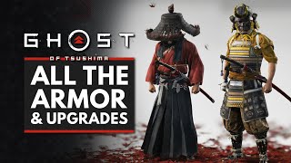 Ghost of Tsushima  All Armor Sets Outfits amp Upgrades [upl. by Atikehs507]