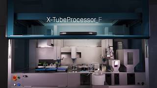 HTI XTubeProcessorFlex  Automated capping filling labelling of tubes [upl. by Faso]