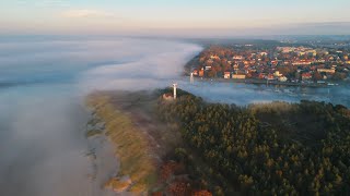 USTKA Z DRONA  JESIENNA MGŁA NAD WYBRZEŻEM BAŁTYKU  ZACHÓD SŁOŃCA  PAŹDZIERNIK 2024 4K [upl. by Meurer]