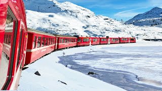 Riding the World’s Most Beautiful Snow Train  Bernina Express  Italy🇮🇹  Switzerland🇨🇭 [upl. by Ned809]